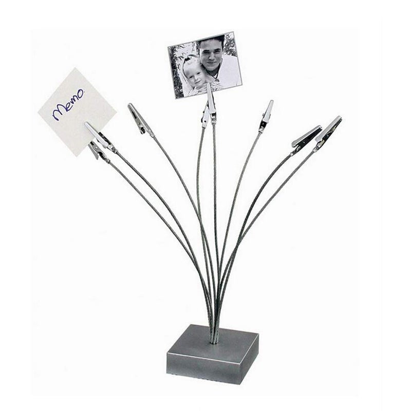 TFu 8-Branch Family Tree Picture Frame Holder, Card Photo Clips Holder Desk Stand for Memo Paper Note Photo Christmas Wedding Card Display (Silver Alligator Clip) - Image 1